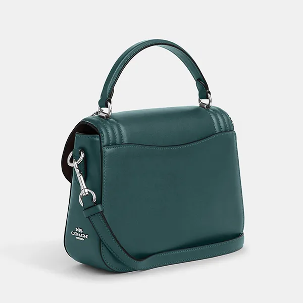 Túi Xách Nữ Coach Marlie Top Handle Satchel With Border Quilting C6800 Silver/Metallic Ivy Màu Xanh Lá