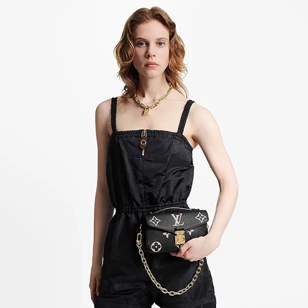 Túi Xách Nữ Louis Vuitton LV Pochette Métis East West Noir Beige M46596 Màu Đen Họa Tiết - Túi xách - Vua Hàng Hiệu