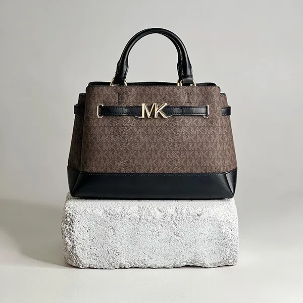 Túi Xách Tay Nữ Michael Kors MK Reed Small Belted Logo Satchel 35S3G6RS1B Màu Nâu/Đen
