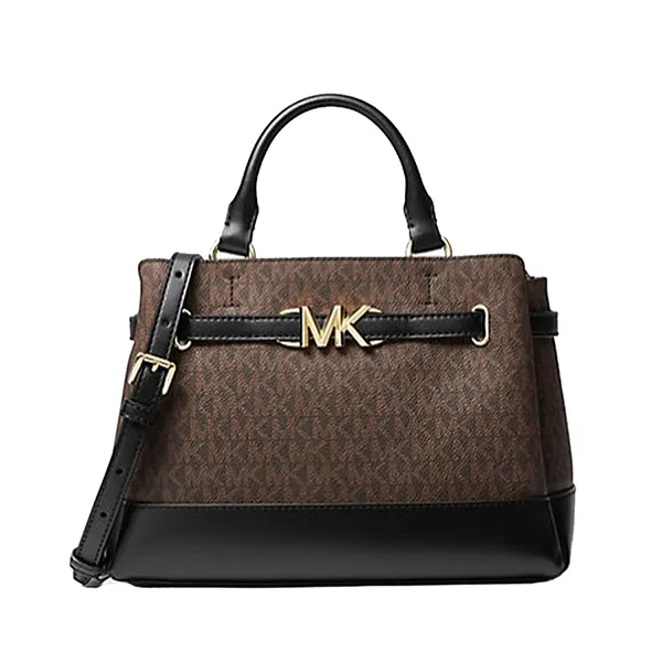 Túi Xách Tay Nữ Michael Kors MK Reed Small Belted Logo Satchel 35S3G6RS1B Màu Nâu/Đen