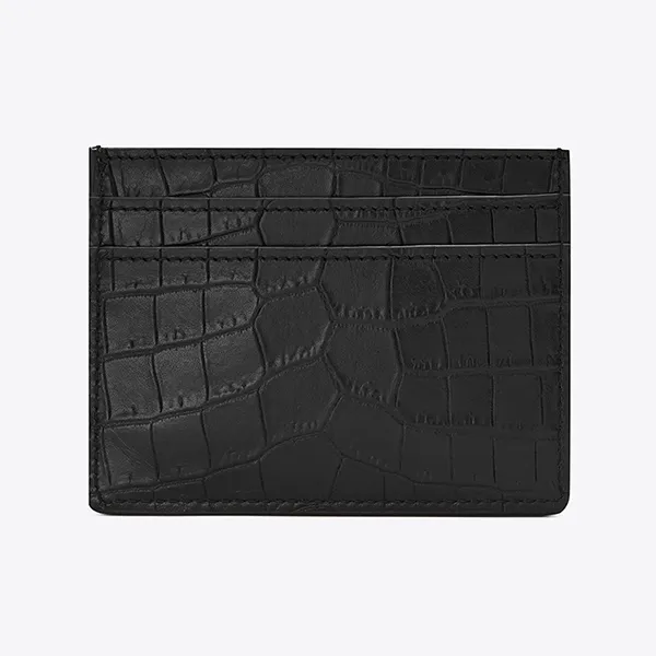 Ví Đựng Thẻ Yves Saint Laurent YSL Tiny Cassandre Card Case In Crocodile-Embossed Matte Màu Đen - Túi xách - Vua Hàng Hiệu