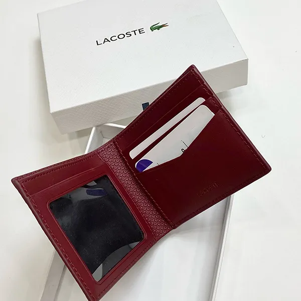 Ví Nam Lacoste Men's Chantaco Small Graphic Piqué Leather Wallet NH3638AP H32 Màu Đỏ