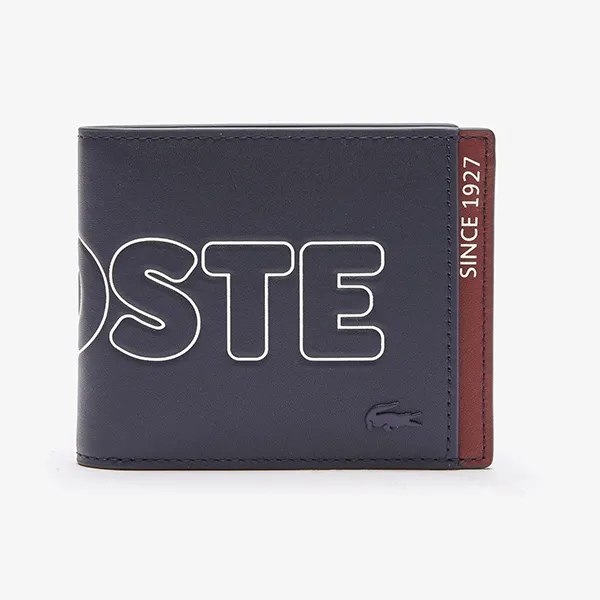 Ví Nam Lacoste Men's Fitzgerald Branded Leather Foldable Wallet NH3715FW J52 Màu Xanh Đen