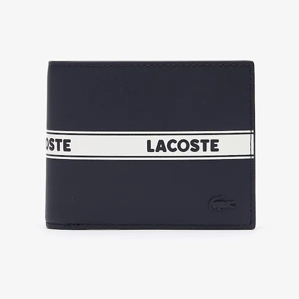 Ví Nam Lacoste Men's Fitzgerald Branded Leather Foldable Wallet NH3788FW 699 Màu Xanh Đen