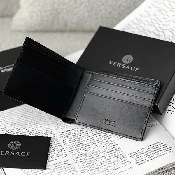 Ví Nam Versace La Medusa Leather Wallet Màu Đen - Túi xách - Vua Hàng Hiệu