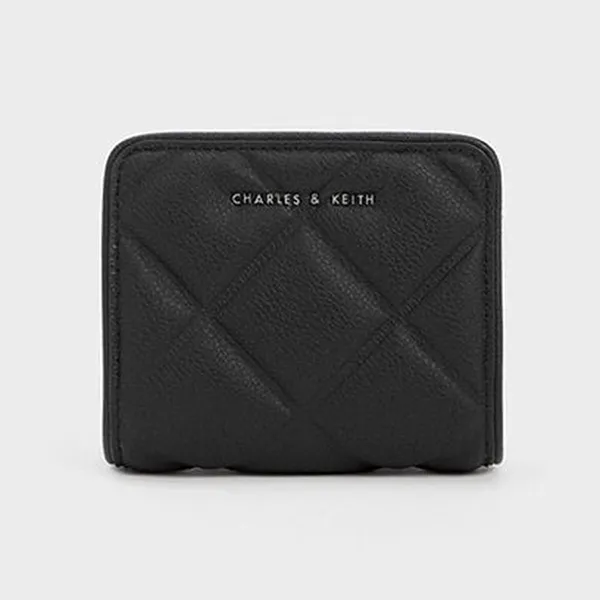 Ví Nữ Charles & Keith CNK Anwen Quilted Short Wallet Noir 10701345 Màu Đen