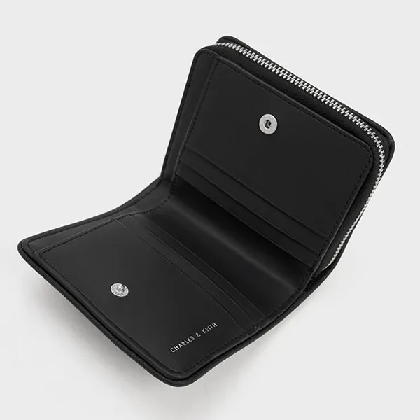 Ví Nữ Charles & Keith CNK Anwen Quilted Short Wallet Noir 10701345 Màu Đen