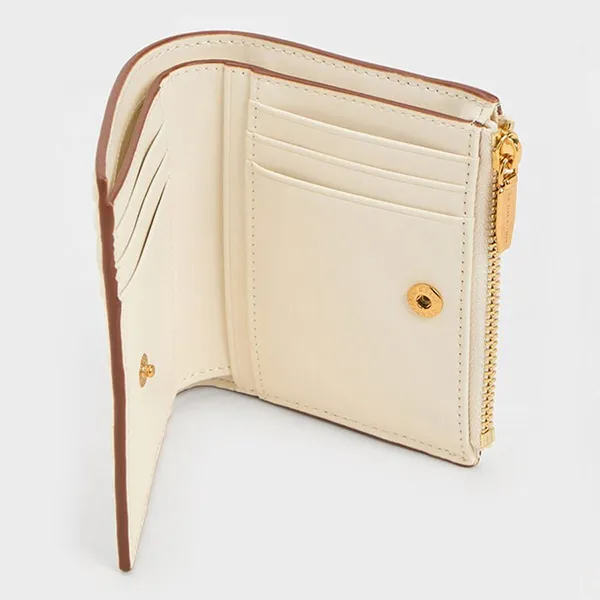Ví Nữ Charles & Keith CNK Apolline Textured Top-Zip Wallet Cream CK6-10681108 Màu Kem - Túi xách - Vua Hàng Hiệu
