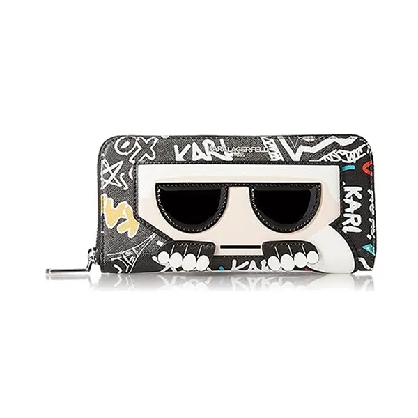 Ví Nữ Karl Lagerfeld Maybelle Continental Large Zip Around Wallet LH9QU5AV BKO Màu Đen Họa Tiết