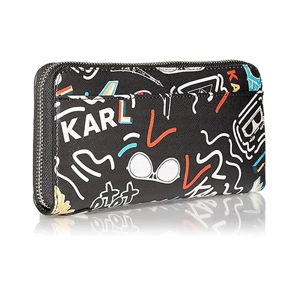 Ví Nữ Karl Lagerfeld Maybelle Continental Large Zip Around Wallet LH9QU5AV BKO Màu Đen Họa Tiết
