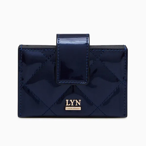 Ví Nữ Lyn Glossy Card Pocket Holder Wallets On Chain LL23WWF008 Dark Blue Màu Xanh Đậm