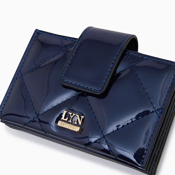 Ví Nữ Lyn Glossy Card Pocket Holder Wallets On Chain LL23WWF008 Dark Blue Màu Xanh Đậm
