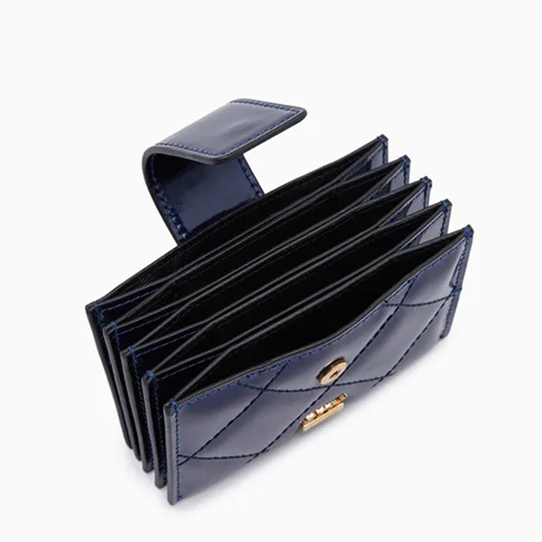 Ví Nữ Lyn Glossy Card Pocket Holder Wallets On Chain LL23WWF008 Dark Blue Màu Xanh Đậm