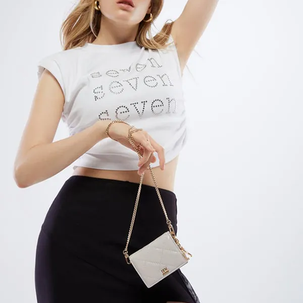 Ví Nữ Lyn Glossy Wallets On Chain LL23WWF007 Grey Màu Xám