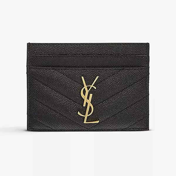 Ví Nữ Yves Saint Laurent YSL Card Holder With Gold Logo Vàng Màu Đen - Túi xách - Vua Hàng Hiệu