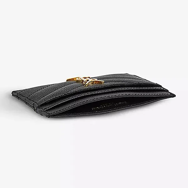 Ví Nữ Yves Saint Laurent YSL Card Holder With Gold Logo Vàng Màu Đen - Túi xách - Vua Hàng Hiệu