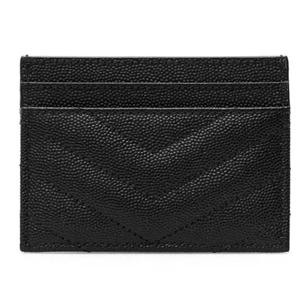 Ví Nữ Yves Saint Laurent YSL Card Holder With Silver Logo Bạc Màu Đen - Túi xách - Vua Hàng Hiệu