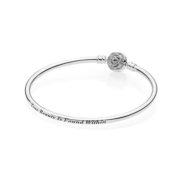Vòng Đeo Tay Nữ Pandora Disney Belle Enchanted Rose Silver Bangle With Clear Cubic Zirconia And Engraving 590748CZ Màu Bạc Size 17 - Trang sức - Vua Hàng Hiệu