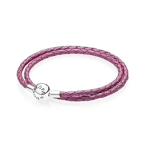 Vòng Đeo Tay Nữ Pandora Pulseira De Couro Rosa Dupla Volta 590734CHP Màu Hồng Size 17.5 - Trang sức - Vua Hàng Hiệu