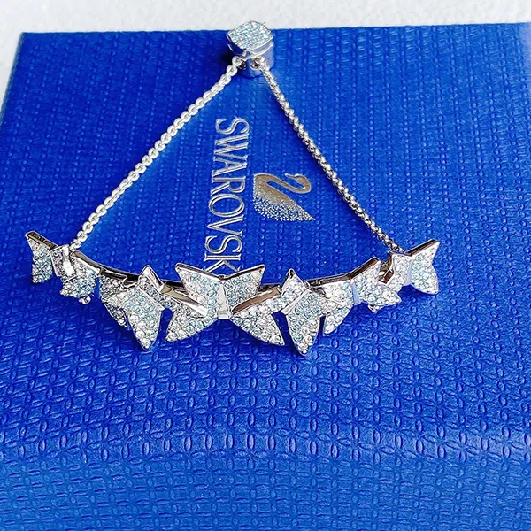 Vòng Đeo Tay Nữ Swarovski Lilia Bracelet Butterfly, Blue, Rhodium Plated 5662184 Màu Bạc Xanh