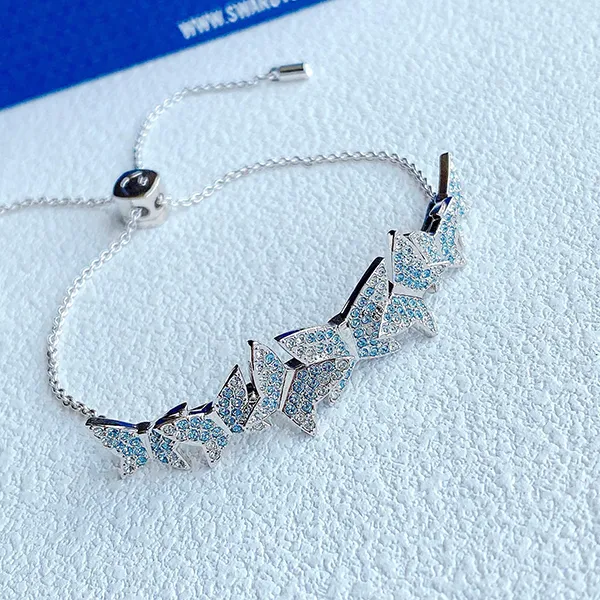 Vòng Đeo Tay Nữ Swarovski Lilia Bracelet Butterfly, Blue, Rhodium Plated 5662184 Màu Bạc Xanh