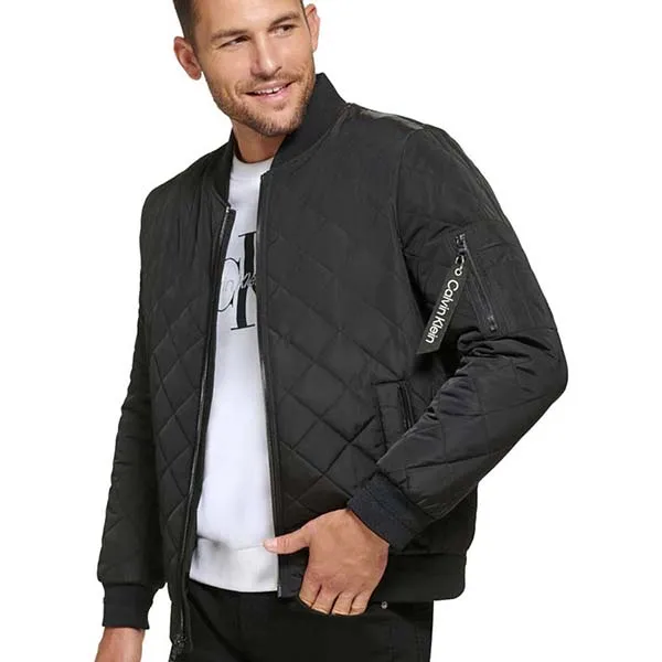 Áo Bomber Nam Calvin Klein CK Men's Quilted Baseball Jacket With Rib-Knit Trim Màu Đen Size S - Thời trang - Vua Hàng Hiệu