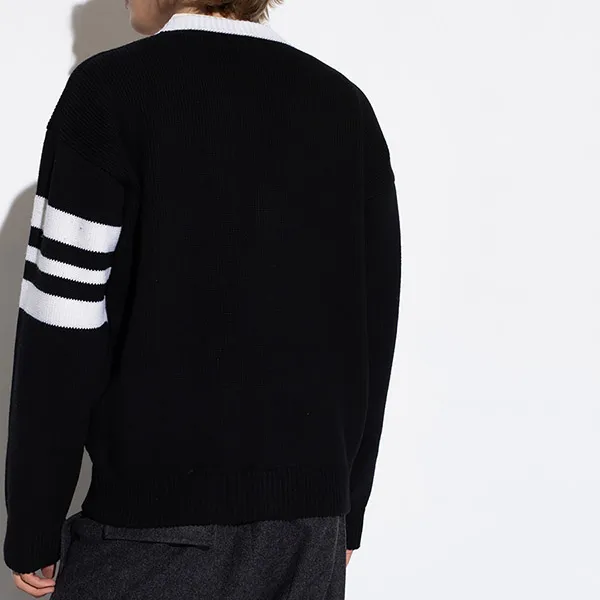 Áo Cardigan Nam Dolce & Gabbana D&G Black With Logo DG Embroidered GXK44Z JBVR7 S9000 Màu Đen