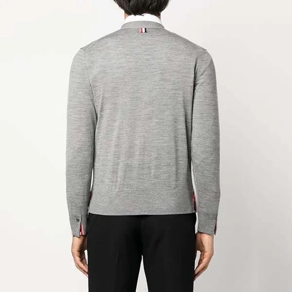 Áo Cardigan Nam Thom Browne Grey Merino Wool V-neck MKC489AY1014055 Màu Xám Size 3 - Thời trang - Vua Hàng Hiệu