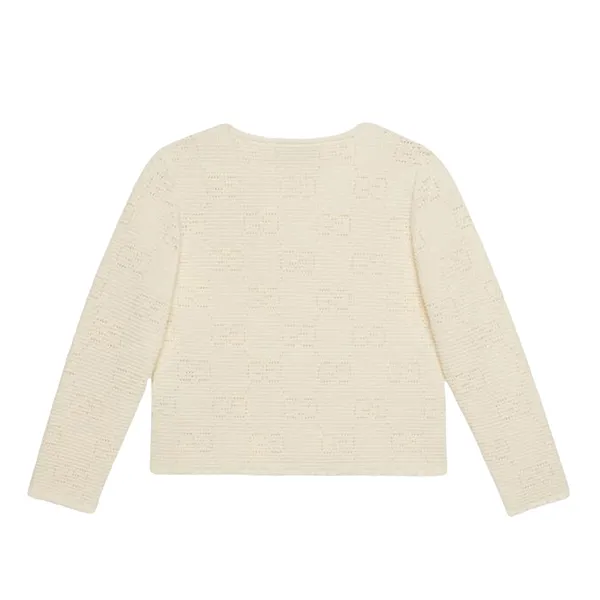 Áo Cardigan Nữ Gucci White Genuine Junior Kids GG Perforated Knit 691126 XKCF2 9011 Màu Trắng Kem - Thời trang - Vua Hàng Hiệu
