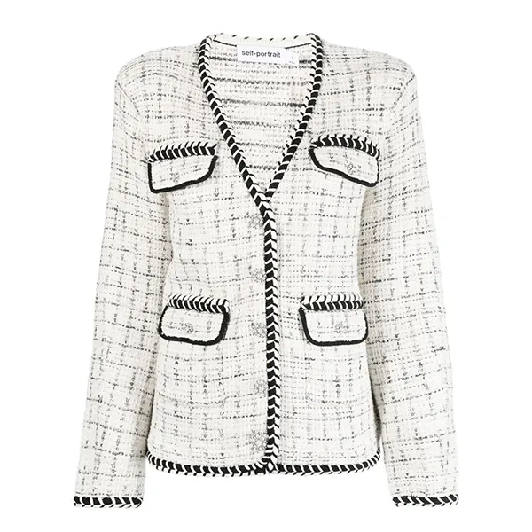 Áo Cardigan Nữ Self-Portrait En Maille À Carreaux Màu Đen Trắng Size S - Thời trang - Vua Hàng Hiệu
