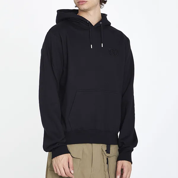 Áo Hoodie Nam Dior Black With CD Logo Embroidered 113J698A0531/989 Màu Đen