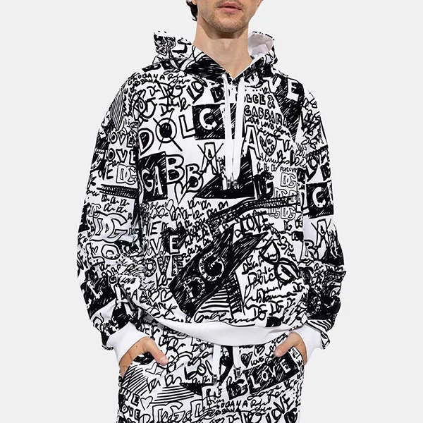 Áo Hoodie Nam Dolce & Gabbana D&G Hoodie With Textured Graffiti Print G9YV5TG7L8K Màu Trắng Size XS - Thời trang - Vua Hàng Hiệu