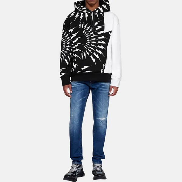 Áo Hoodie Nam Neil Barrett BJS052SS509S Motif Print Drawstring Màu Đen Trắng Size S - Thời trang - Vua Hàng Hiệu