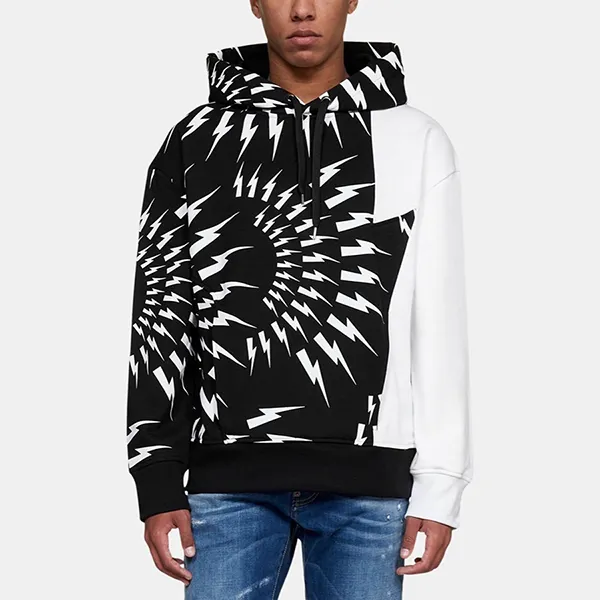 Áo Hoodie Nam Neil Barrett BJS052SS509S Motif Print Drawstring Màu Đen Trắng Size S - Thời trang - Vua Hàng Hiệu