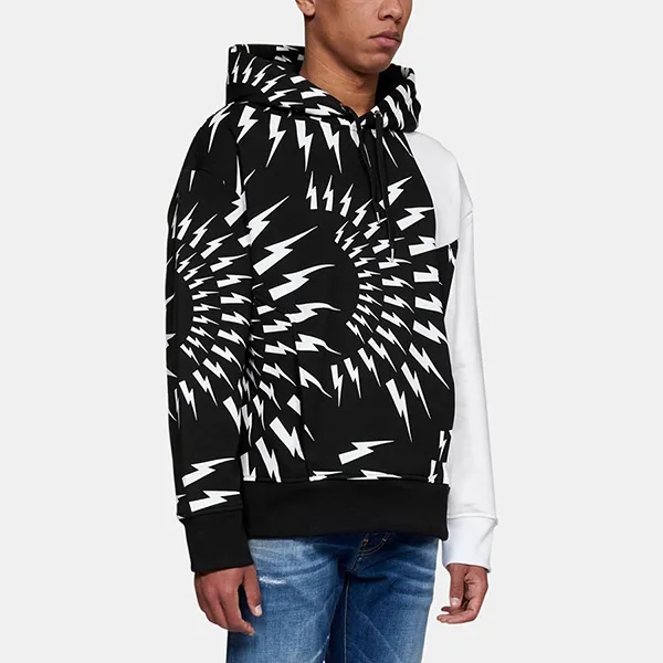 Áo Hoodie Nam Neil Barrett BJS052SS509S Motif Print Drawstring Màu Đen Trắng Size S - Thời trang - Vua Hàng Hiệu