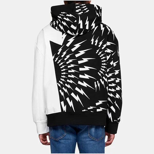 Áo Hoodie Nam Neil Barrett BJS052SS509S Motif Print Drawstring Màu Đen Trắng Size S - Thời trang - Vua Hàng Hiệu