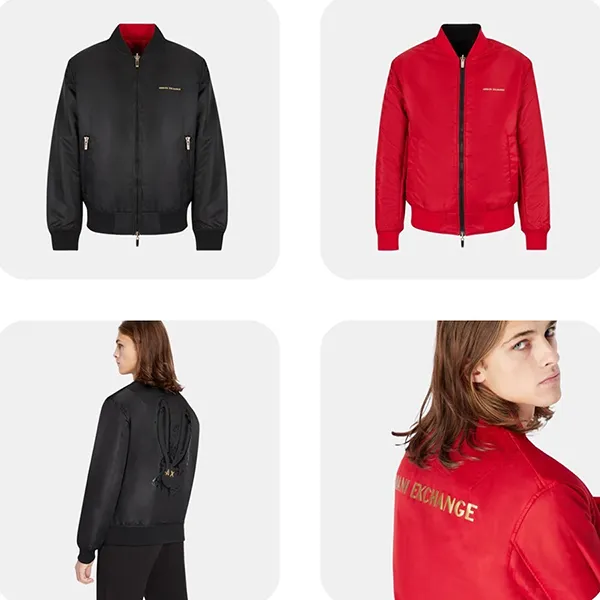 Áo Khoác Bomber Nam Armani Exchange Reversible Nylon Jacket Hai Mặt 3RZB38ZNUBZ12253 Màu Đen/Đỏ Size 44