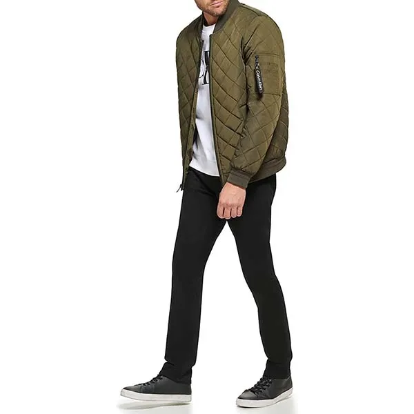 Áo Bomber Nam Calvin Klein CK Jacket CM008986 - OVN Màu Xanh Olive Size S - Thời trang - Vua Hàng Hiệu