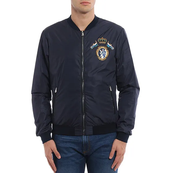 Áo Khoác Nam Dolce & Gabbana D&G Embroidered Crest Nylon Bomber G9IY8Z Màu Xanh Navy Size 48 - Thời trang - Vua Hàng Hiệu