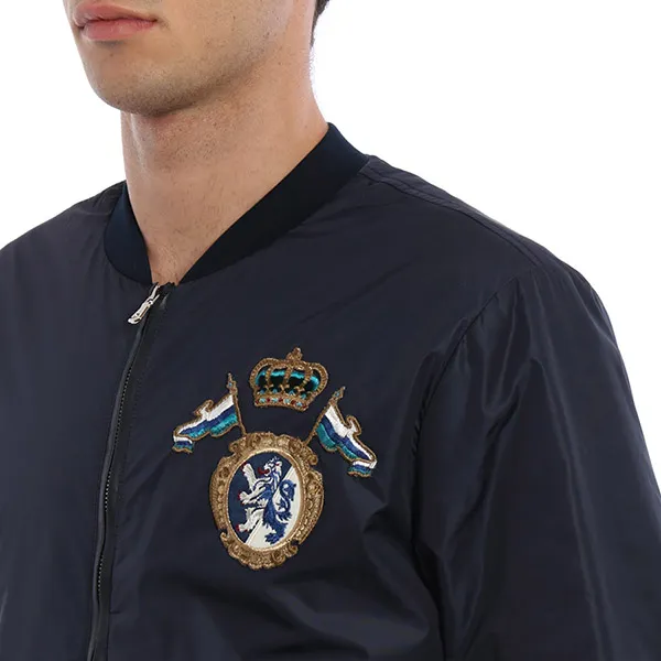 Áo Khoác Nam Dolce & Gabbana D&G Embroidered Crest Nylon Bomber G9IY8Z Màu Xanh Navy Size 48 - Thời trang - Vua Hàng Hiệu