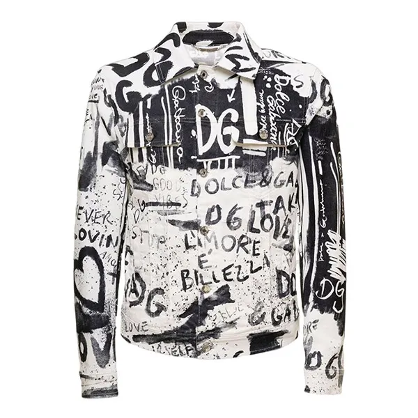Áo Khoác Nam Dolce & Gabbana D&G White Denim With Pattern Printed G9VZ8D G8GS5 S9001 Màu Đen Trắng - Thời trang - Vua Hàng Hiệu