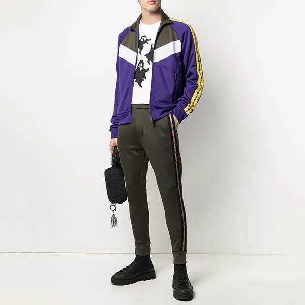 Áo Khoác Nam Dsquared2 Retro Tape Track Jacket Màu Tím Size S