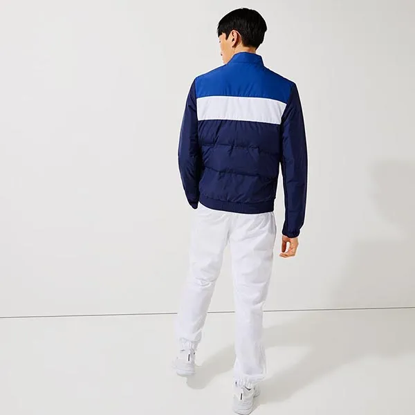 Áo Khoác Nam Lacoste BH6945 Z4E Sport Water-Resistant Quilted Jacket Màu Xanh Trắng Size 46