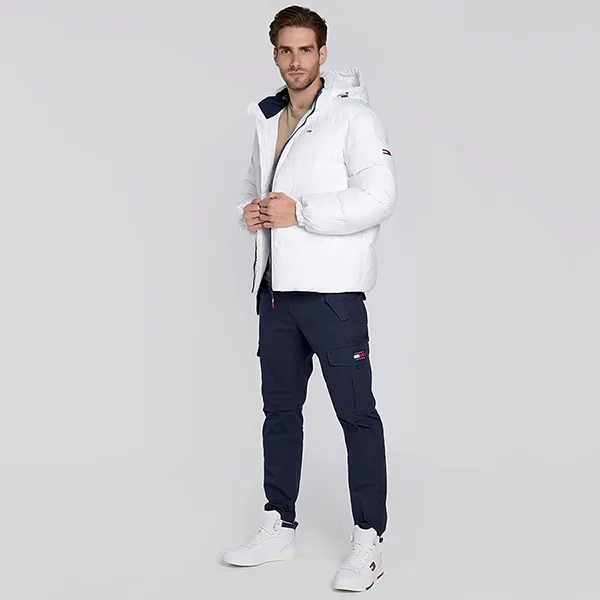 Áo Khoác Nam Tommy Hilfiger Down Hooded Jacket DM0DM15447_BIANCO_YBR- HGR Màu Trắng Size L - Thời trang - Vua Hàng Hiệu