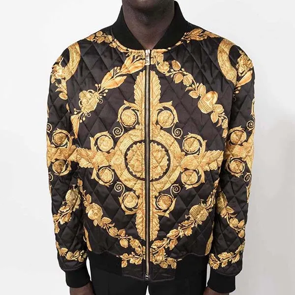 Áo Khoác Nam Versace Maschera Baroque-print Quilted Bomber Jacket 1009431 Màu Đen Vàng Size 46 - Thời trang - Vua Hàng Hiệu