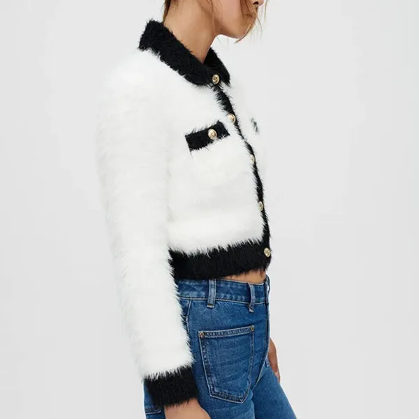 Áo Len Lông Maje Màu Đen Trắng Size S