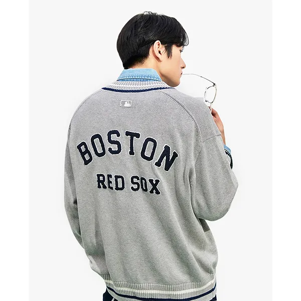 Áo Len MLB Overfit Varsity Boston Red Sox 3AKPV0131-43MGS Màu Xám Nhạt