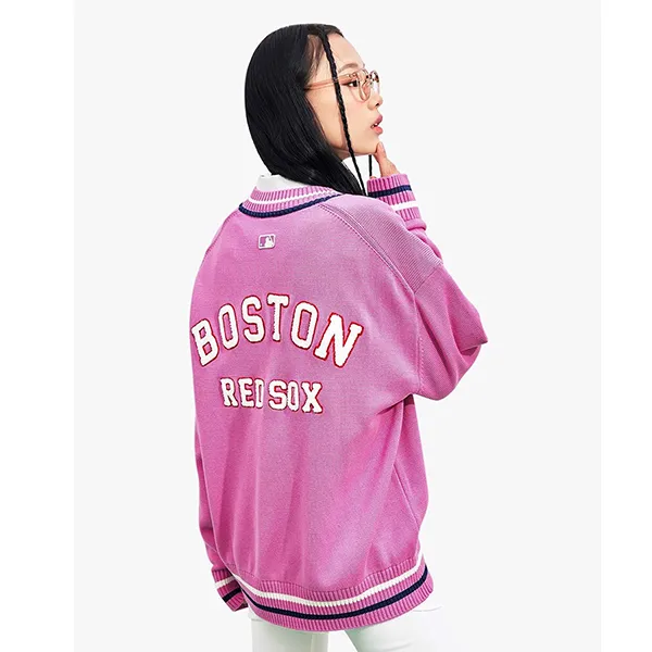 Áo Len MLB Overfit Varsity Boston Red Sox 3AKPV0131-43VOS Màu Hồng