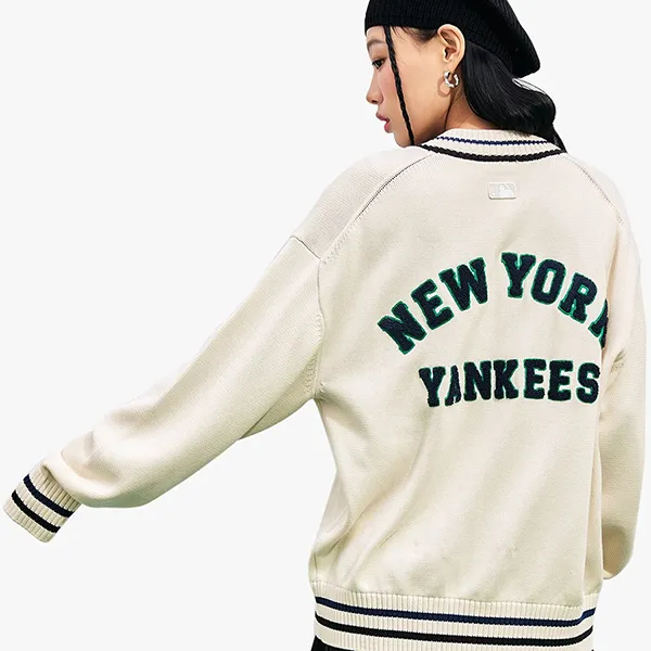 Áo Len MLB Overfit Varsity New York Yankees 3AKPV0131-50CRS Màu Trắng Kem - Thời trang - Vua Hàng Hiệu