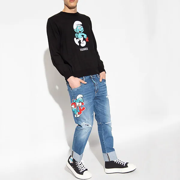 Áo Len Nam Dsquared2 Black The Smurfs S78HA0041 Màu Đen Size S